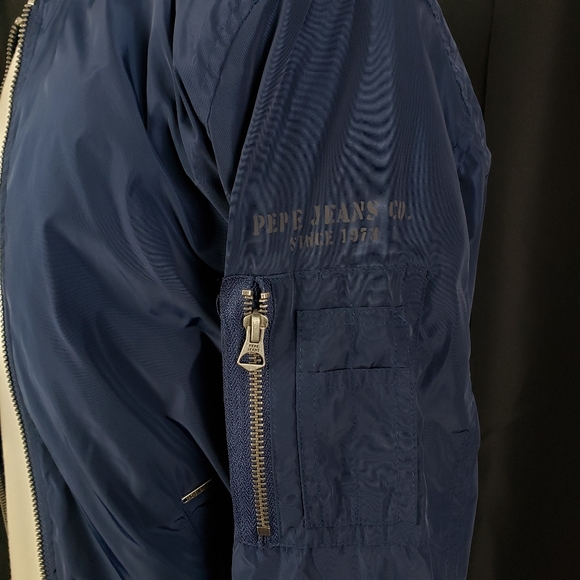 Pepe Jeans London Navy Blue Bomber Jacket Size Small - Picture 3 of 5